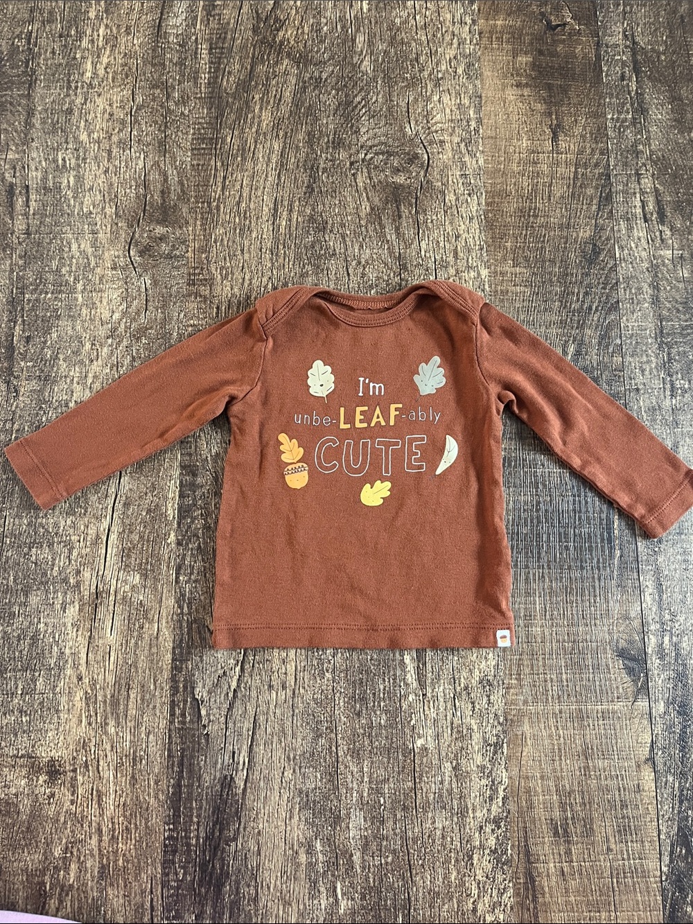 Carter's Rust Brown Long Sleeve Tee with Leaf Graphic